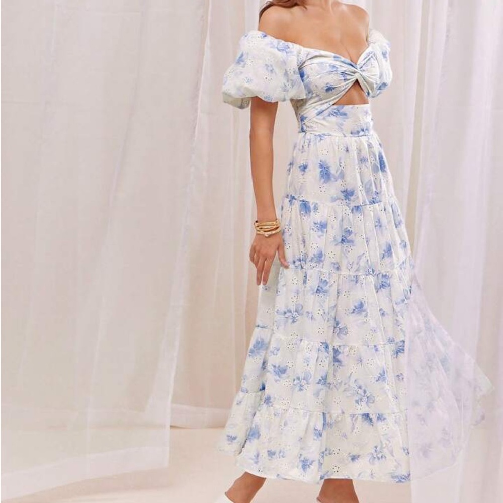 Blue and White Floral Dress